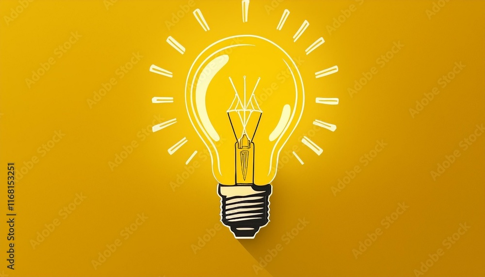 Light bulb on yellow background with copy space. Glowing light bulb symbol of new idea, creativity, innovation, concept, technology, equipment, glowing, inspiration, invention, solution, Light bulb on yellow background with copy space. Glowing light bulb symbol of new idea, creativity, innovation, concept, technology, equipment, glowing, inspiration, invention, solution,