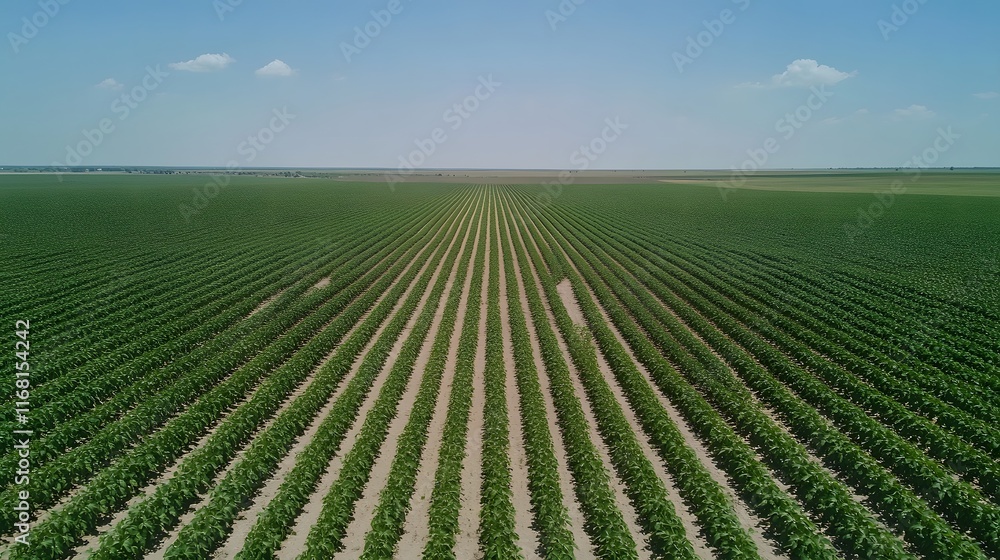 Vast Green Soybean Field Under a Clear Blue Sky Vast Green Soybean Field Under a Clear Blue Sky