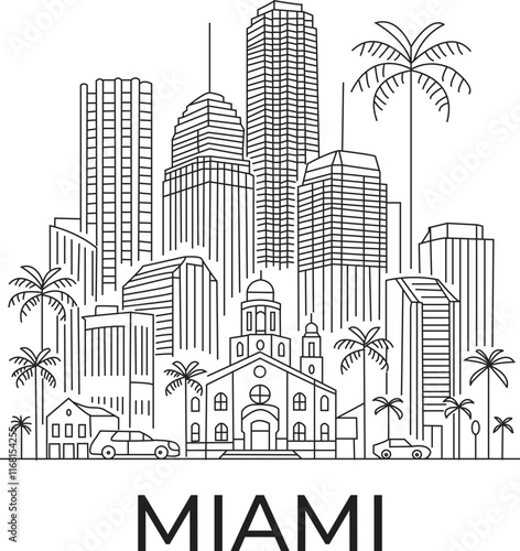 Miami City Line Draw Simple Minimalist