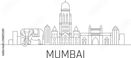 Mumbai City Line Draw Simple Minimalist