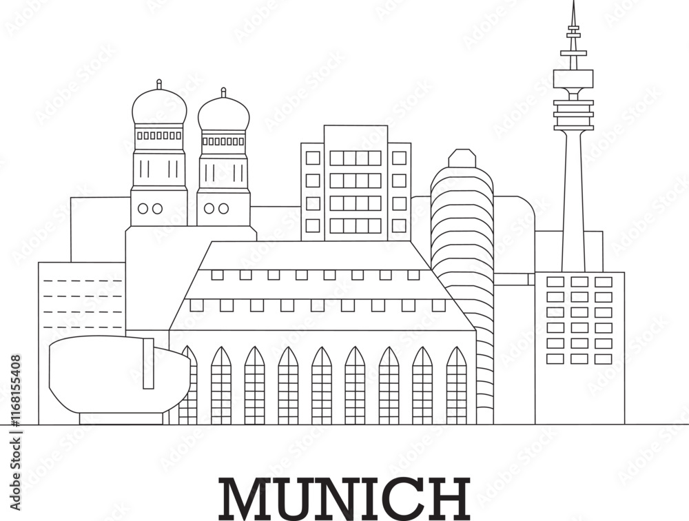 Munich City Line Draw Simple Minimalist Munich City Line Draw Simple Minimalist