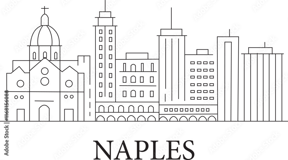 Naples City Line Draw Simple Minimalist Naples City Line Draw Simple Minimalist