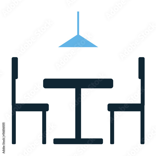 Dining Room Vector Icon, Perfect for Interior Design, Home Decor, Furniture, Real Estate, Hospitality, and Modern Dining Space