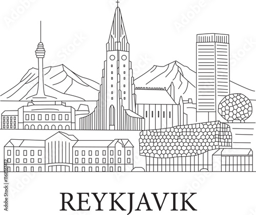 Reykjavik City Line Draw Simple Minimalist