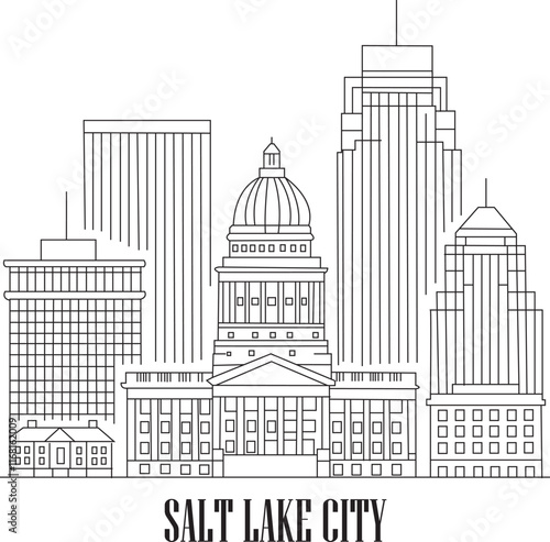 Salt Lake City Line Draw Simple Minimalist