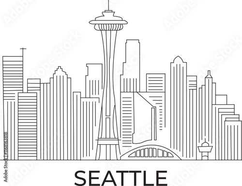 Seattle City Line Draw Simple Minimalist