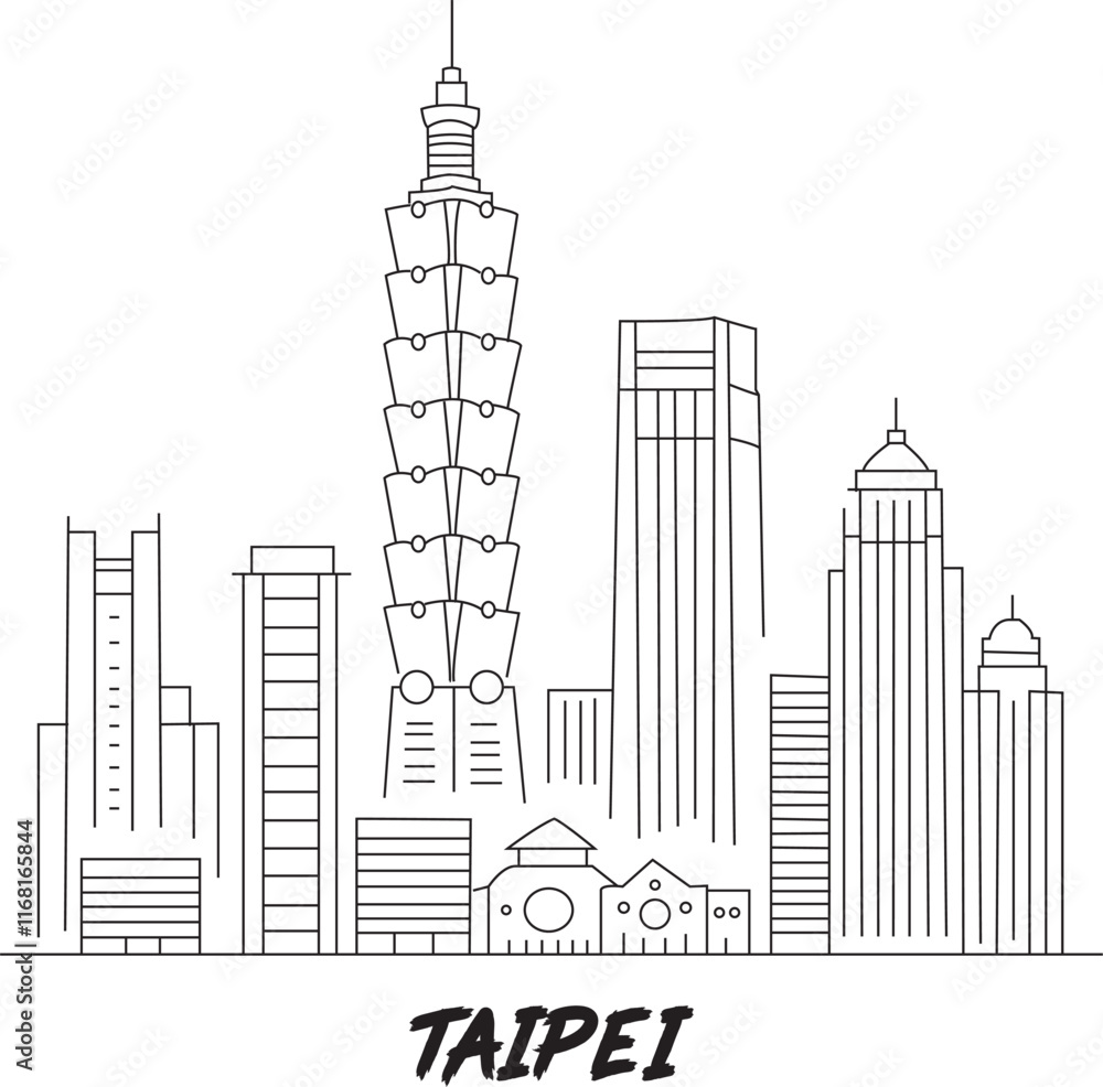 Obraz premium Taipei City Line Draw Simple Minimalist