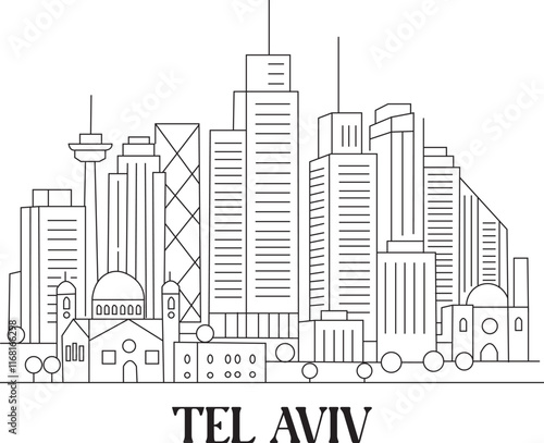 Tel Aviv City Line Draw Simple Minimalist
