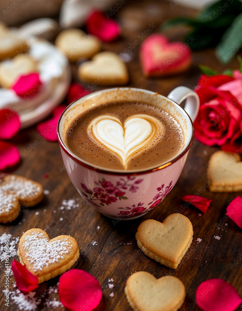 Cup of Love with Steaming Heart Patterns Cup of Love with Steaming Heart Patterns