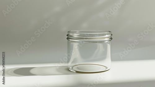 A classic clear glass jar on the beautifull empty background