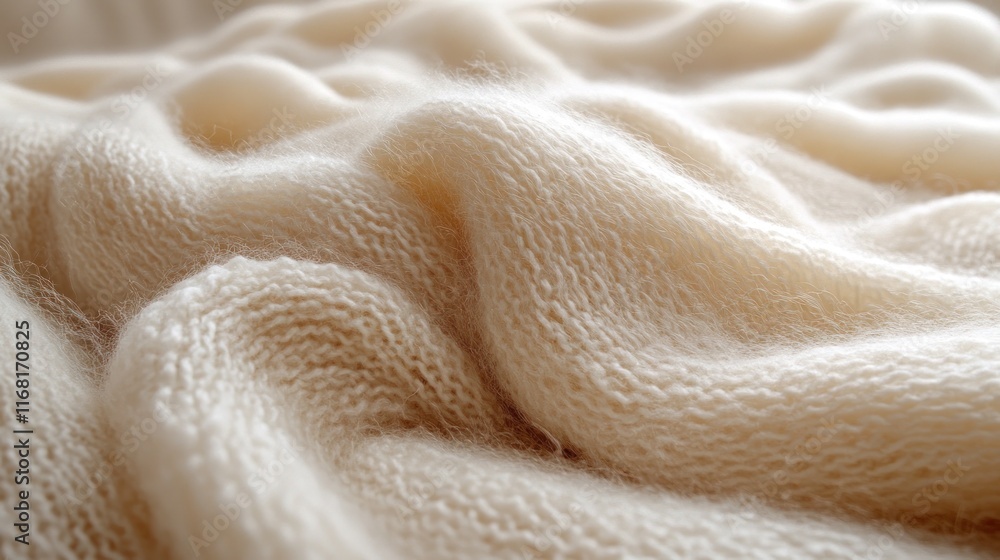 Soft creamy blanket draped elegantly showcasing its texture and warmth Soft creamy blanket draped elegantly showcasing its texture and warmth