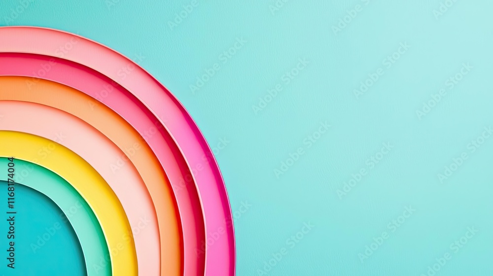Obraz premium Rainbow abstract background idea. Colorful layered paper shapes create a vibrant and playful rainbow design.