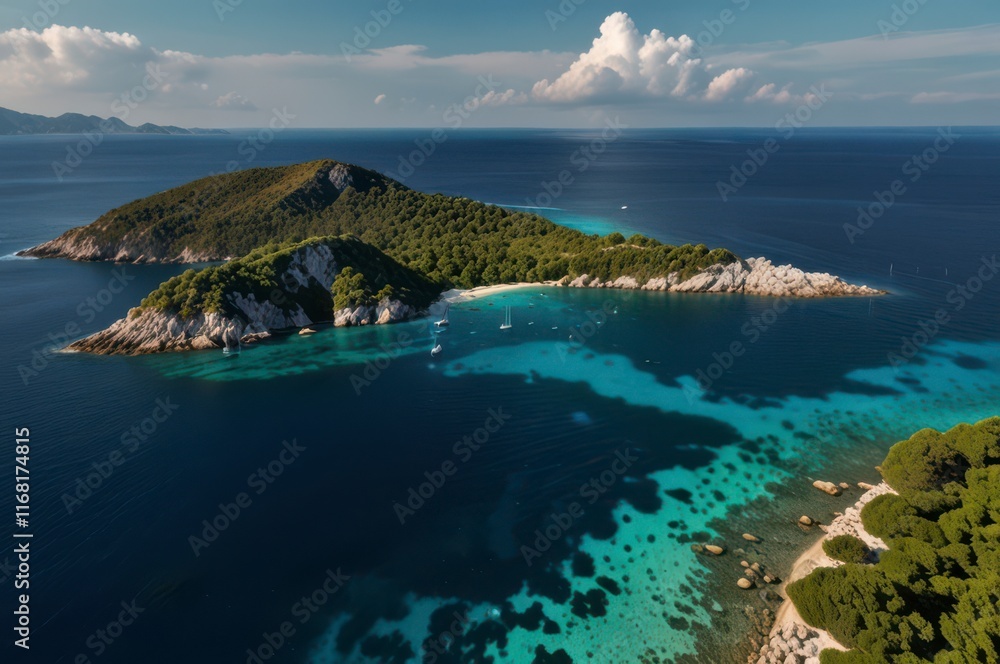 Fototapeta premium Aerial view tropical paradise pristine
