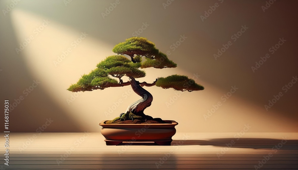 Serene Bonsai Tree in Minimalist Setting - Minimalism Serene Bonsai Tree in Minimalist Setting - Minimalism