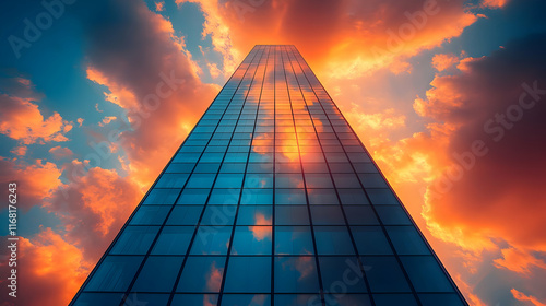 Wallpaper Mural Skyscraper reflecting fiery sunset clouds. Torontodigital.ca