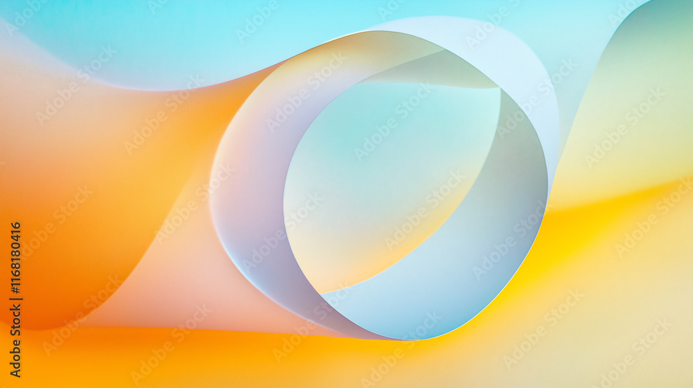 Obraz premium Abstract Gradient Composition with Soft Curves and Pastel Colors