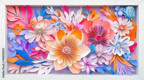 Stylish Abstract Background with White Frame, Holographic Elements, and Bold Vibrant Colors.