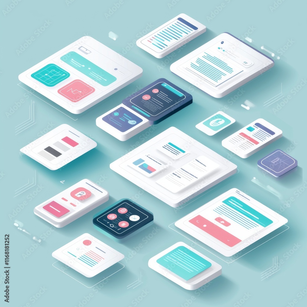 Vibrant and Modern User Interface Mockups for Digital Applications and Websites in Flat Design Style Vibrant and Modern User Interface Mockups for Digital Applications and Websites in Flat Design Style