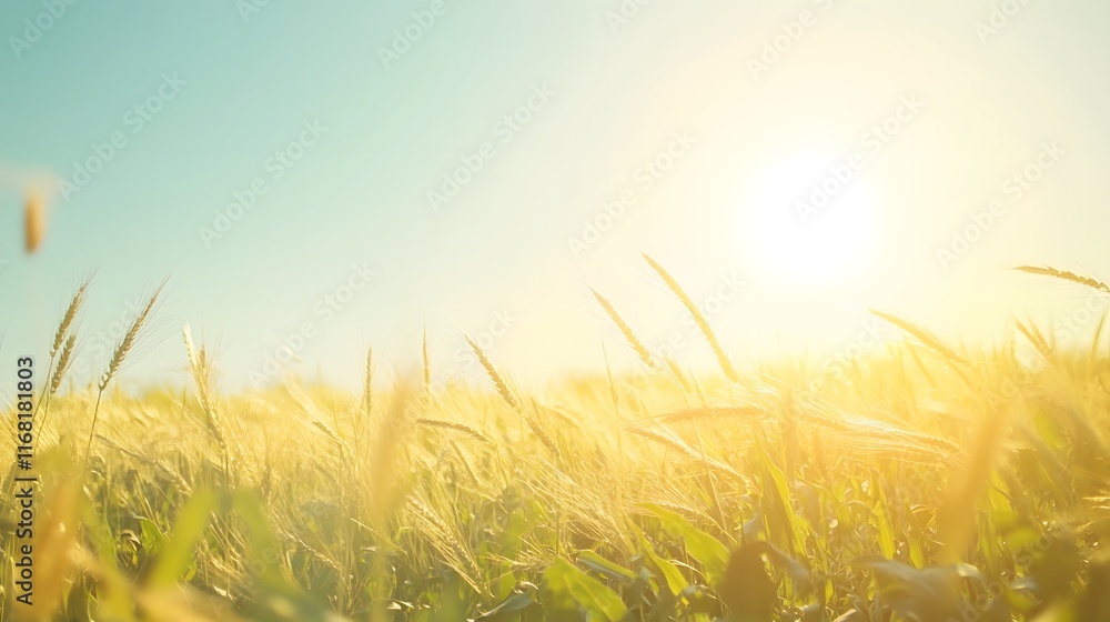 Fototapeta premium Golden Wheat Field Basking In Sunlight