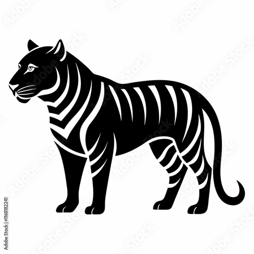 Javan tiger vector on white background