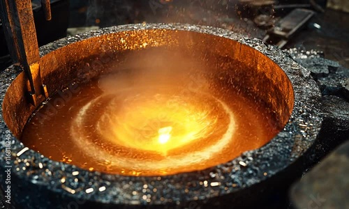 Molten Metal Swirling in a Crucible photo