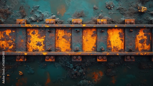 Rustic Railway Track Highlighting Iron Ore Extraction for Metallurgy and Construction Applications photo