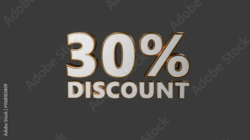 Golden 3D Text Rotating Animation, 30% OFF Promotional Motion Graphics for sell.