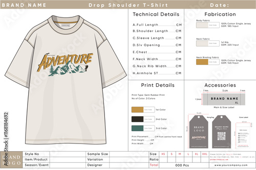 Explore the Wilds Adventure T-Shirt with Mountain Design