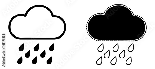 Cloud icon with rain, weather icons vector.