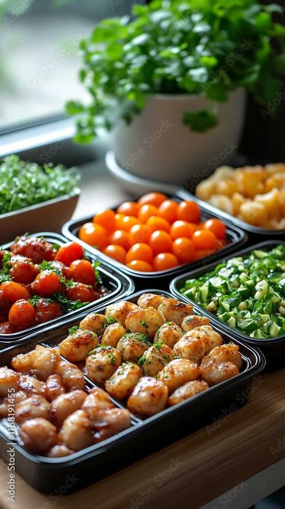Assorted delicious healthy meal prep in containers. Assorted delicious healthy meal prep in containers.