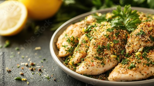 Herb Crusted Lemon Chicken Breast Dish