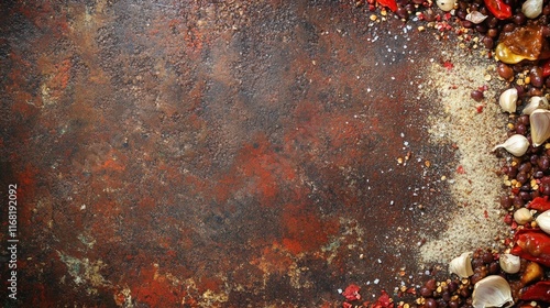 Rustic Background Featuring Spices Beans and Garlic