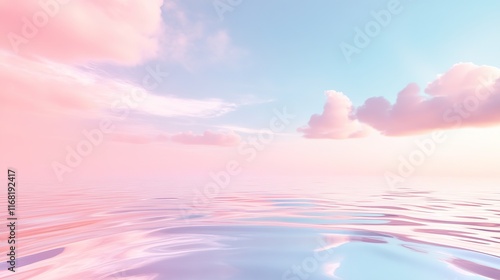 Wallpaper Mural Serene Ripples on Water Surface Under Pastel Pink and Blue Sky: Calming Background with Text Space for Wellness, Beauty, and Eco-Themed Ads Torontodigital.ca