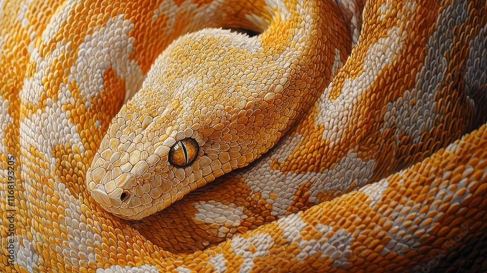 Fototapeta premium Close-Up of a Vibrant Orange Snake with Intricate Scales