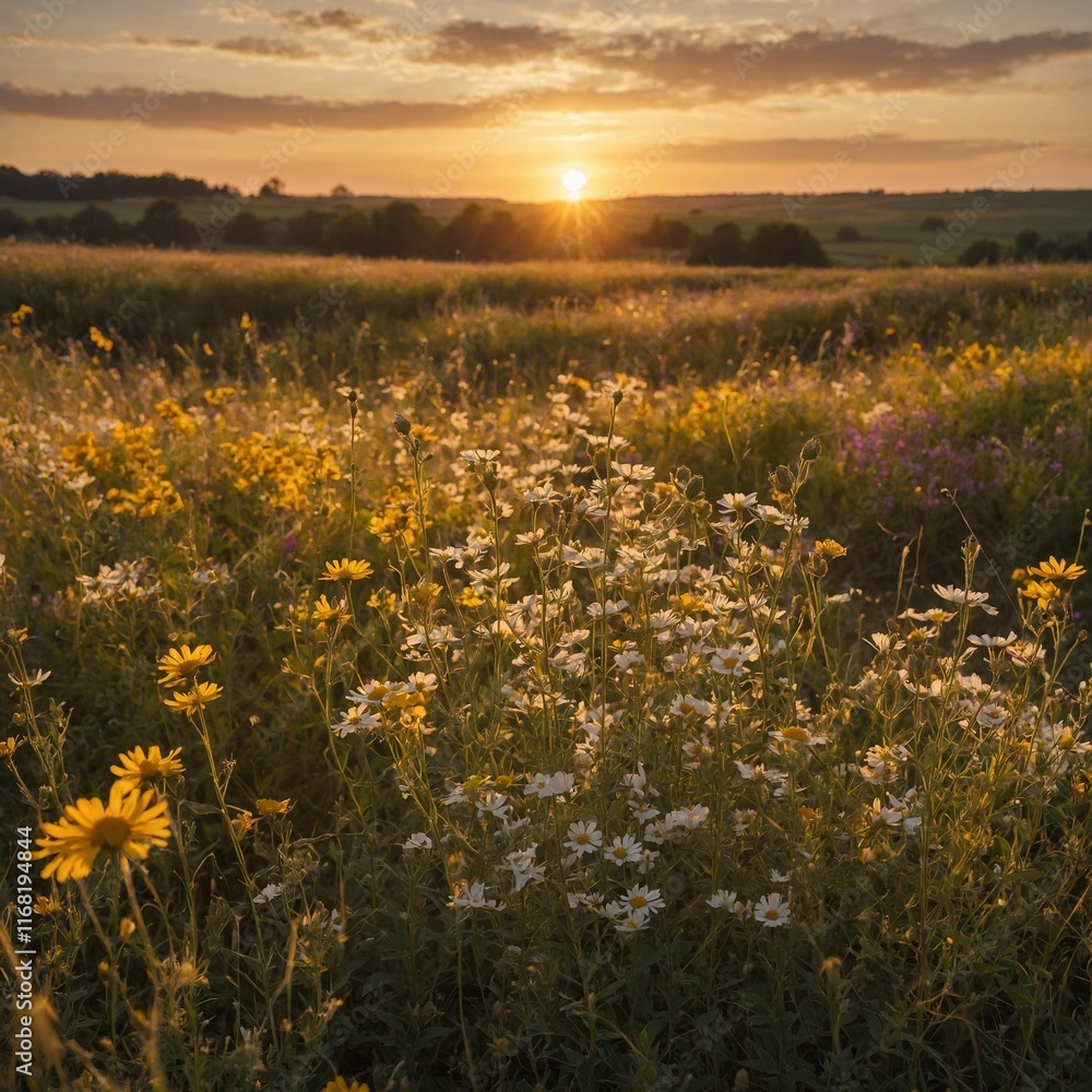 Obraz premium Leonardo_Kino_XL_Gentle_Morning_Breeze_Fields_of_wildflowers_s_0