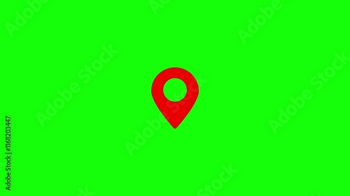 Location Icon Animation Motion Graphic, Red Pin Icon, Green Screen