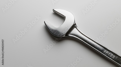 A Shiny Metal Wrench on a White Background