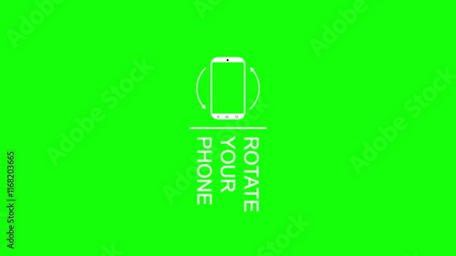 White smartphone rotating from horizontal to vertical orientation, Animation Motion Graphic Green Screen