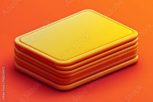 Stack of four yellow rounded rectangular objects on orange background.