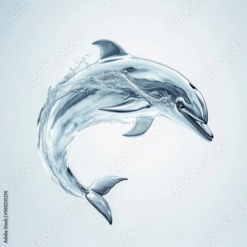 Wallpaper Mural A graceful dolphin leaping out of clear water, showcasing its sleek body and dynamic movement in a tranquil aquatic environment Torontodigital.ca