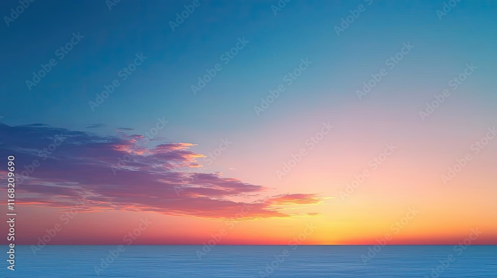 Fototapeta premium Pastel skies concept. A stunning sunset with vibrant colors blending into a serene sky at twilight.