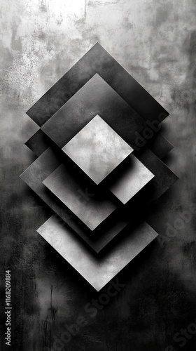 A black and white photo of a wall with a series of squares