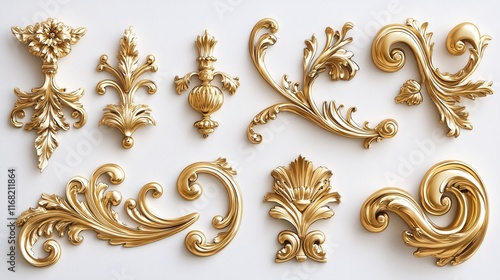Wallpaper Mural Elegant Golden Decorative Elements for Interior Design and Ornamentation Torontodigital.ca
