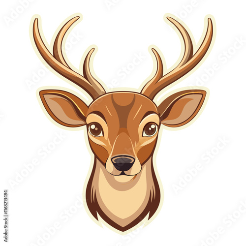 Beautiful antler deer head sticker design in cute style photo