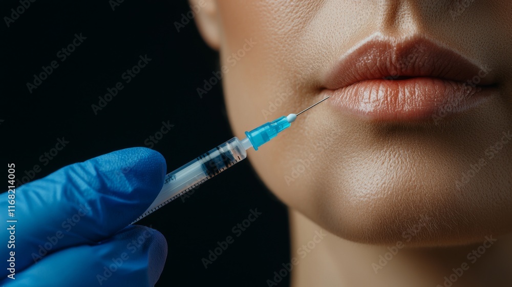 Cosmetic procedure lip filler injection clinic medical image professional setting close-up focus beauty enhancement Cosmetic procedure lip filler injection clinic medical image professional setting close-up focus beauty enhancement