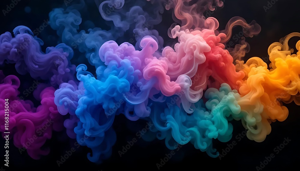 Obraz premium Colorful Foggy Smoke Effects on Black Background