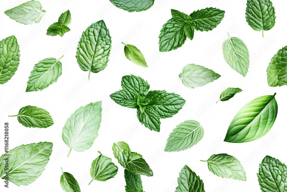 Fresh Green Leaves Collection on White Background for Nature Themes and Designs Fresh Green Leaves Collection on White Background for Nature Themes and Designs