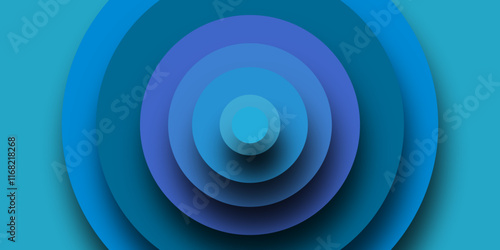 Dark blue abstract background with geometric shape graphic. Trendy gradient circle shapes composition. Abstract blue 3d circle with shadow shape layer background.