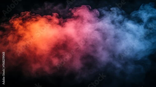 Wallpaper Mural Abstract Smoke Art: Red and Blue Hues in Dramatic Darkness Torontodigital.ca