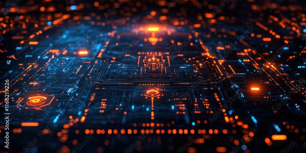 Fototapeta premium Futuristic Earth with Connected Networks, Digital Globe, Global Connectivity, Cyber Technology, High Speed Data Transfer